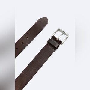 NWT‎ Zara Men’s Basic Leather Belt Brown Silver Buckle Made In Spain Size 100
